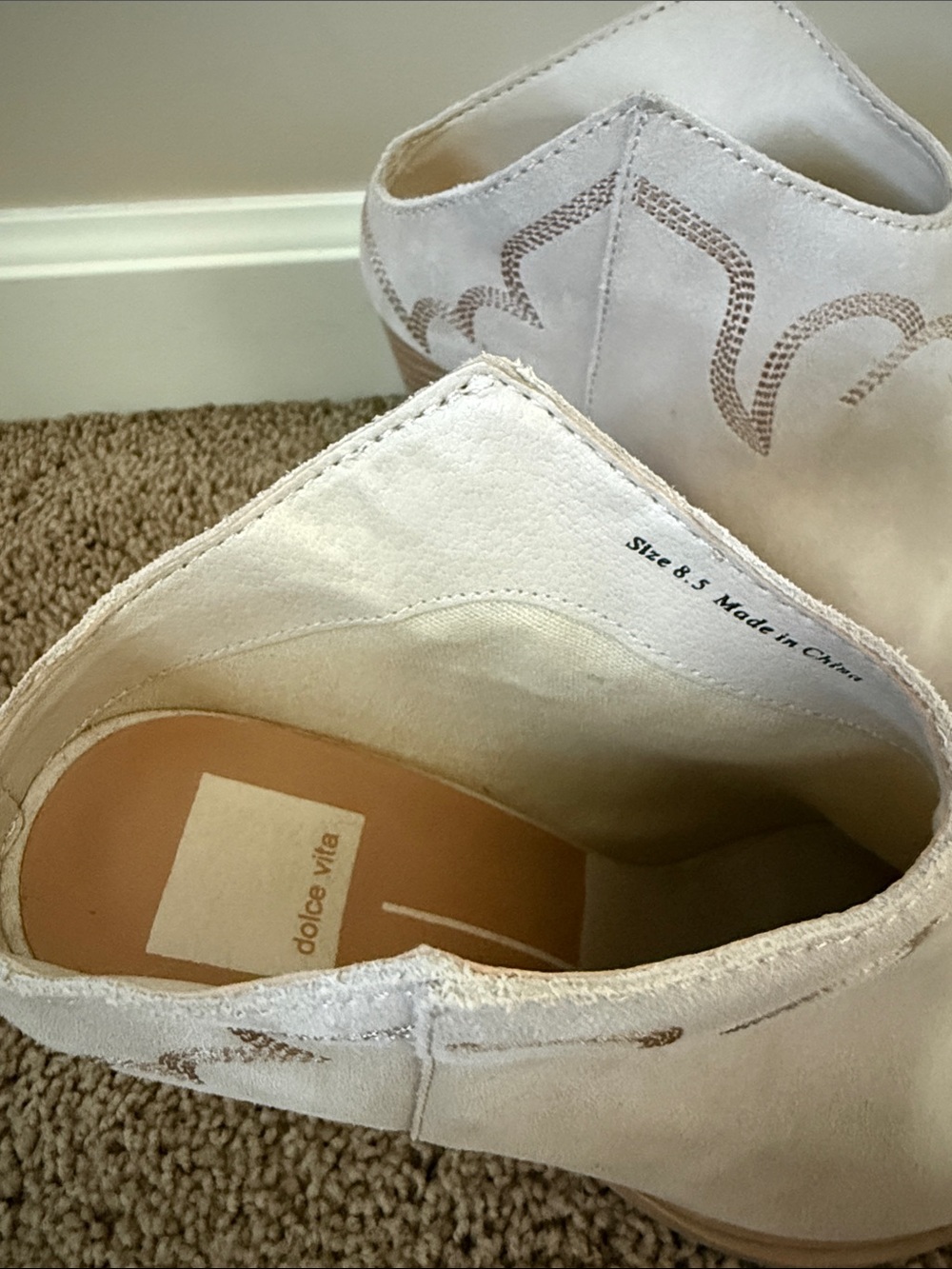 Dolce Vita | Cream Suede Western-Ankle Booties | Size 8.5 - Picture 2 of 4
